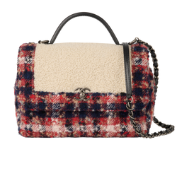 Check Top Handle Flap,Shearling, Cream/Blue/Red,24663739(2017/18),DB/AC,3*